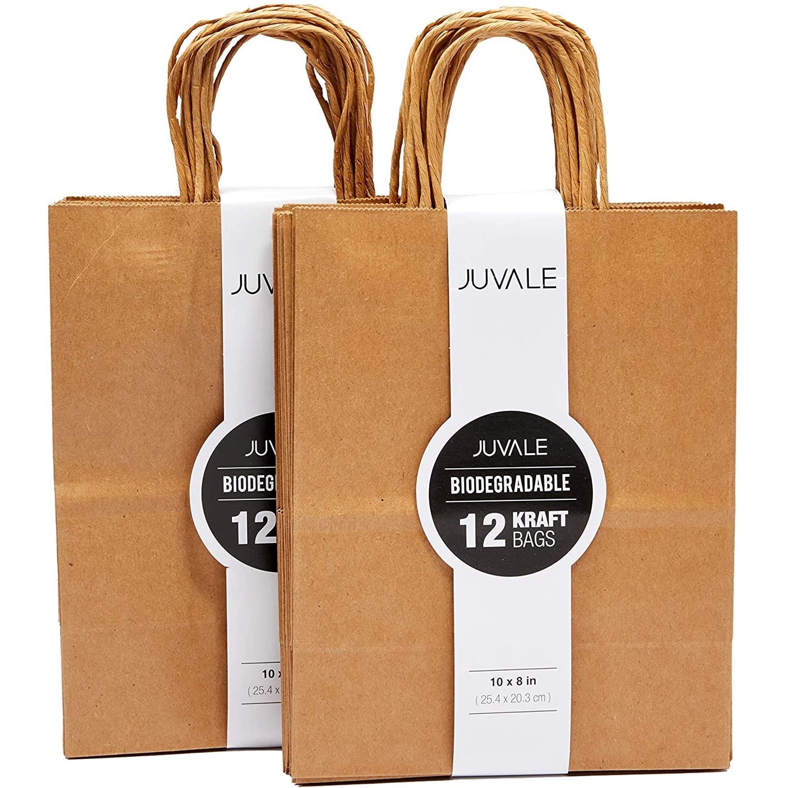 Juvale 24-Pack Medium Kraft Paper Gift Bags with Handles - Eco-Friendly Party Favor Bags for Birthdays, Weddings, Baby Showers & Retail Packaging - Perfect for Gifts, Shopping & Special Occasions