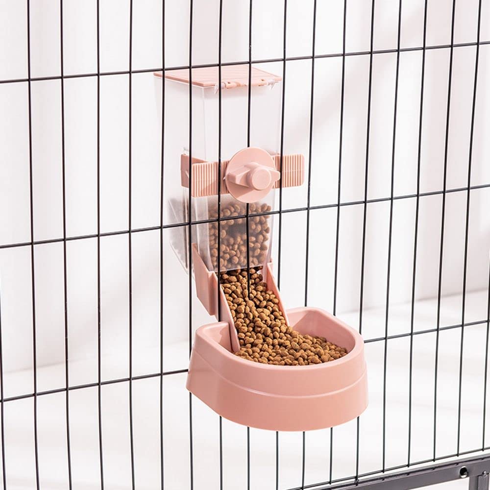 ACTMB Rabbit Water Feeder - Hanging Automatic Small Animal Water Bottle for Bunny, Cat, Guinea Pig | Pet Cage Suspended Water Dispenser Bowl (Pink) | Perfect for Cages, Hutches, and Indoor/Outdoor Use