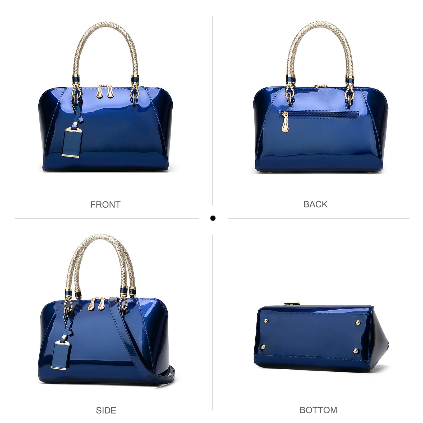 Nicole & Doris Women's Handbag Purses - Patent Leather Top Handle Bags, Elegant Clutches & Small Shoulder Bags for Evening, Work & Party | Fashion Accessories for Women