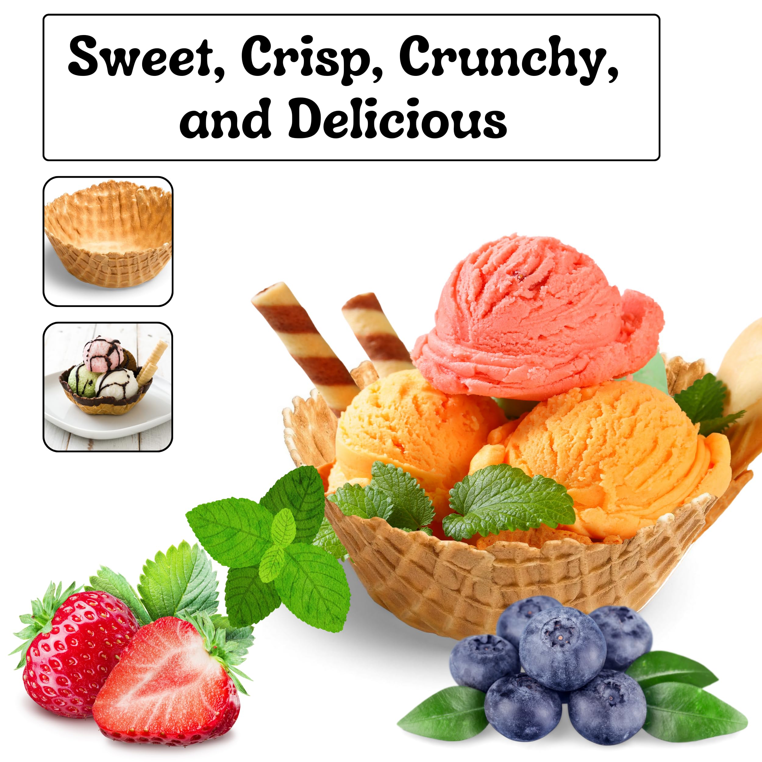 Bonbon Rio 80 Waffle Bowls (10x8 Pack) – Classic Sweet, Crispy & Crunchy Dessert Cones for Ice Cream, Yogurt & Fruit – Perfect for Parties, Family Gatherings & DIY Treats