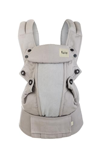 Tula Coast Explore Mesh Baby Carrier for Newborn to Toddler (7-45 lbs) - Adjustable, Ergonomic Front & Back Carry, Breathable Light Gray with Mesh - Perfect for Hiking, Travel & Everyday Use