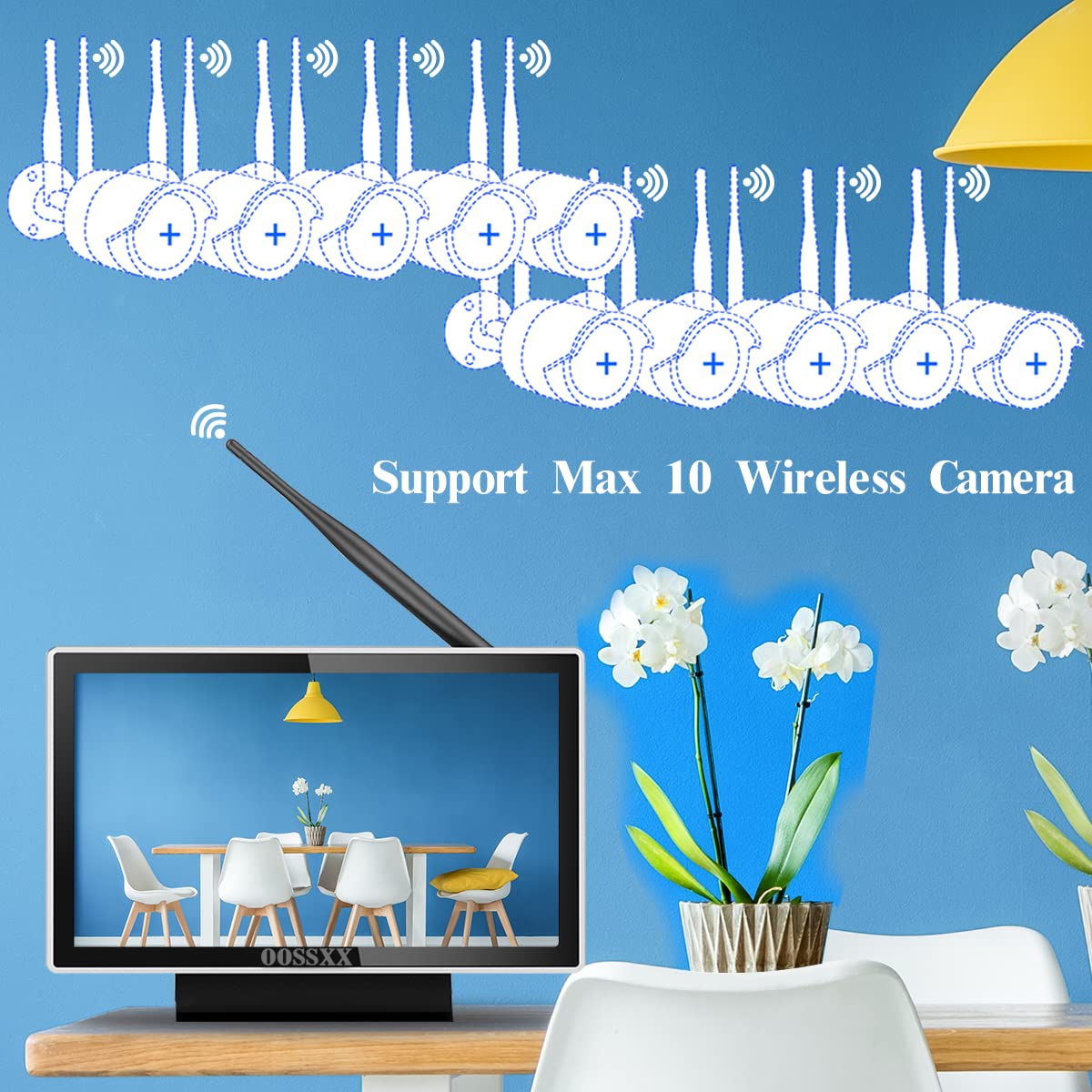 10-Inch Wireless Security Monitor with 10-Channel 5.0MP NVR System - No Hard Drive Included | Ideal for Home & Business Surveillance