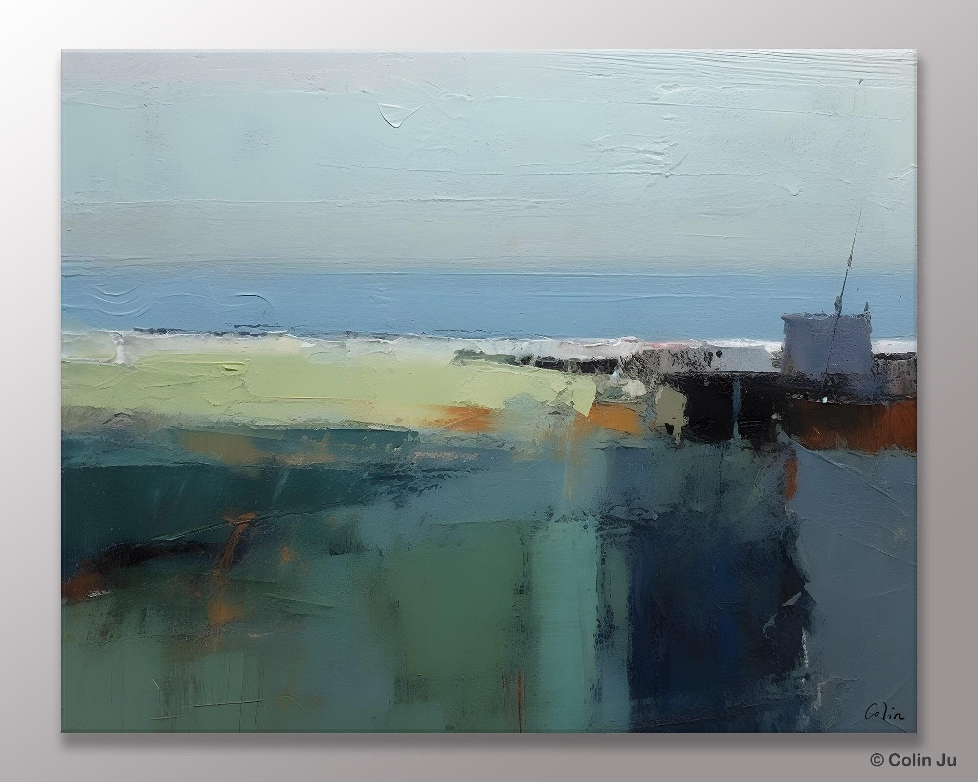 Modern Abstract Landscape Acrylic Painting on Canvas - Handmade Wall Art for Living Room, Bedroom & Office Decor - Contemporary Home Decor Gift Idea