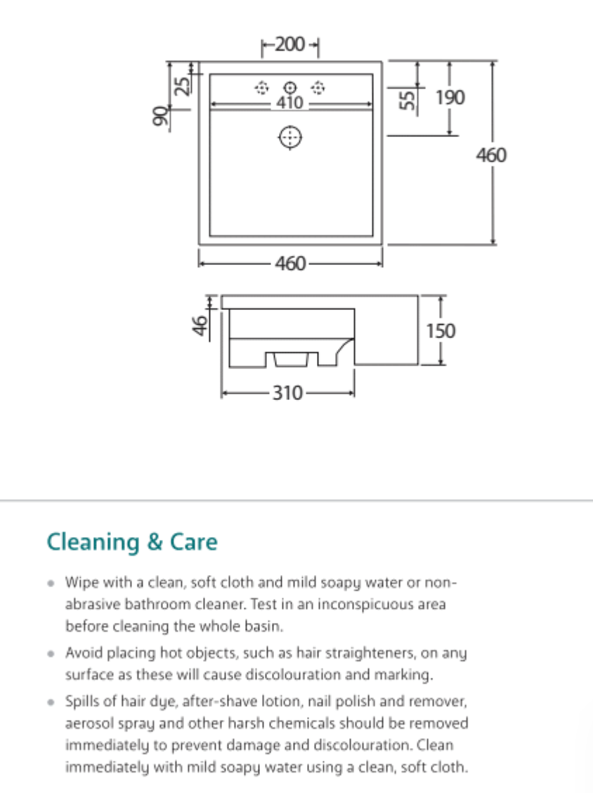 Fienza 602101W Nova Semi-Recessed 1 Tap Hole RAK Ceramic Bathroom Sink Basin in White - Perfect for Modern Vanities, Powder Rooms & Small Bathroom Spaces