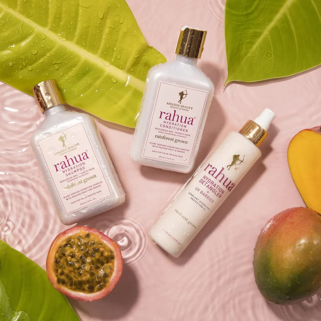 Rahua Hydration & Detangling Hair Care Set - Hydrating Shampoo (9.3 Fl Oz), Conditioner (9.3 Fl Oz) & UV Protectant Detangler (6.5 Fl Oz) for Smooth, Frizz-Free Hair | Unisex Hair Treatment for Dry, Damaged Hair | Perfect for Beach Days, Swimming & Daily Hair Care Routine
