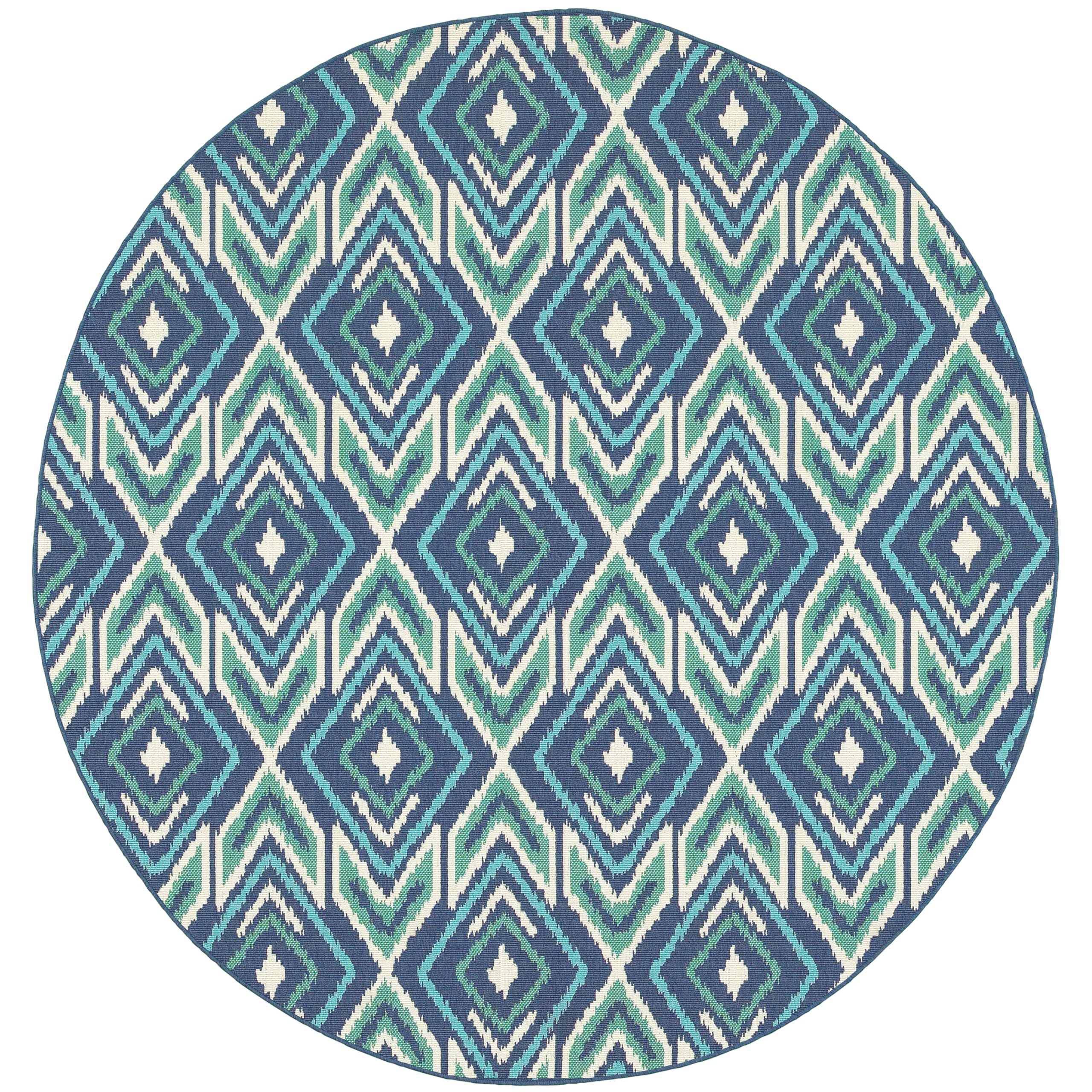 8' Navy & Green Meridian Area Rug - Soft & Durable Living Room, Bedroom, Office Rug for Home Decor