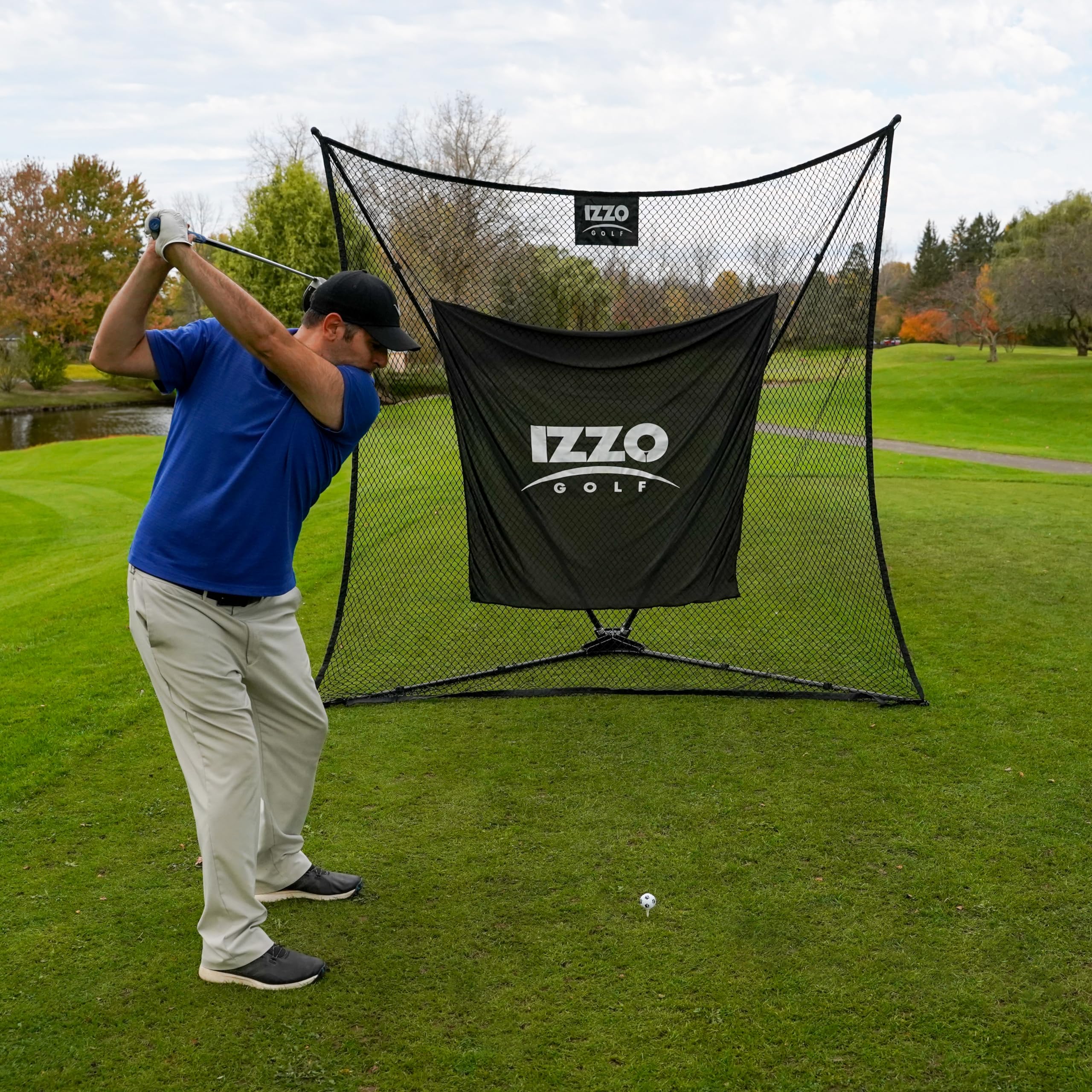 IZZO Golf EZ-UP Practice Hitting Net - Portable & Easy Setup Training Net for Indoor/Outdoor Golf Practice - Perfect for Backyard, Driving Range & Home Use