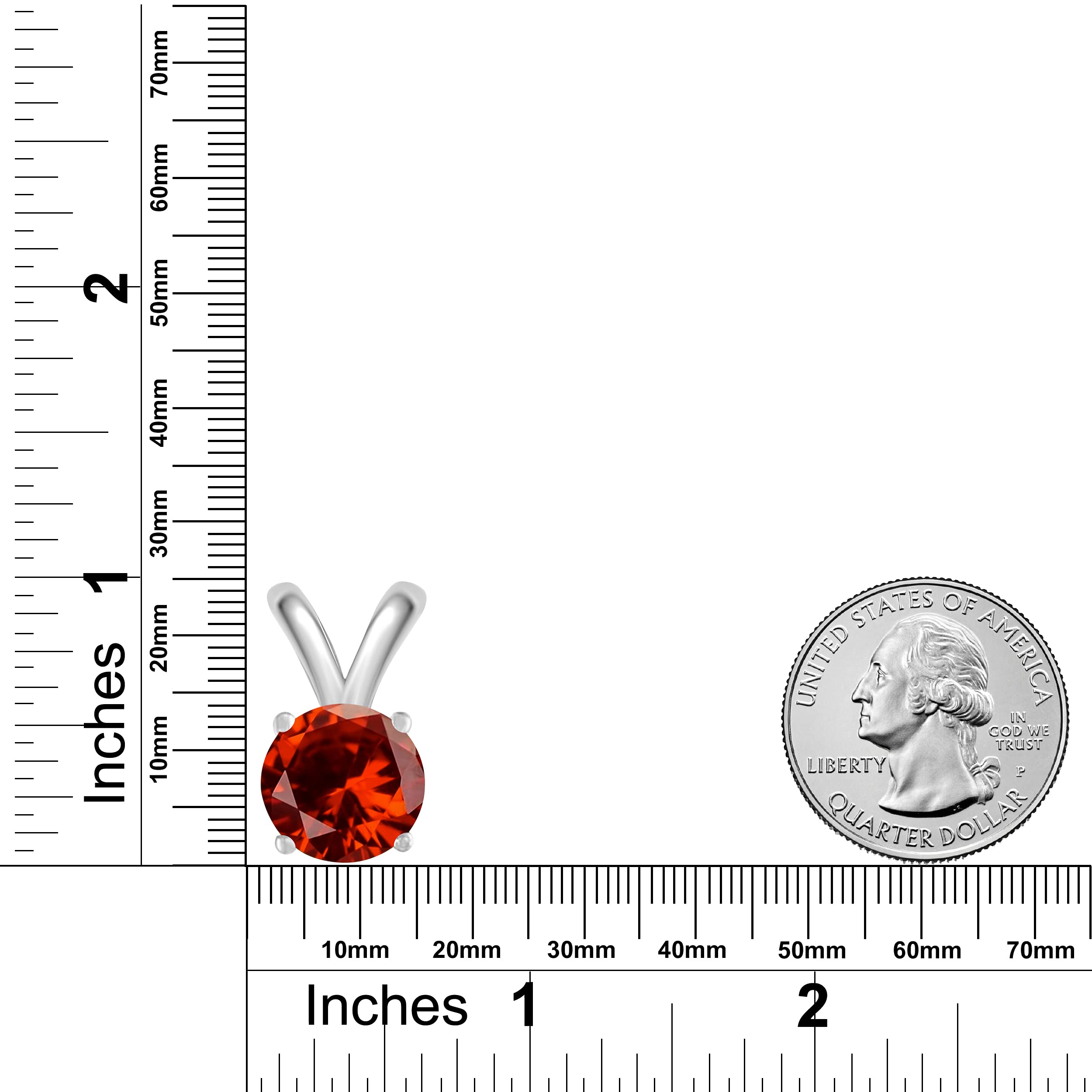 14K White Gold Garnet Pendant Necklace for Women | 0.80 Carat Round Cut Gemstone with Prong Setting | 18
