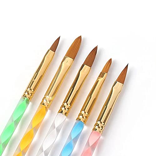 5pcs Acrylic Nail Brush Set - Professional Nail Art Tips Builder Brush, Nail Polish Brush Pen for Salon & Home Manicure | Perfect for Acrylic Nails, Gel Polish & Nail Art Designs (5-in-1 Kit)