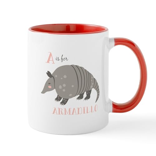 White/Red Inside - A Is For Armadillo Mugs