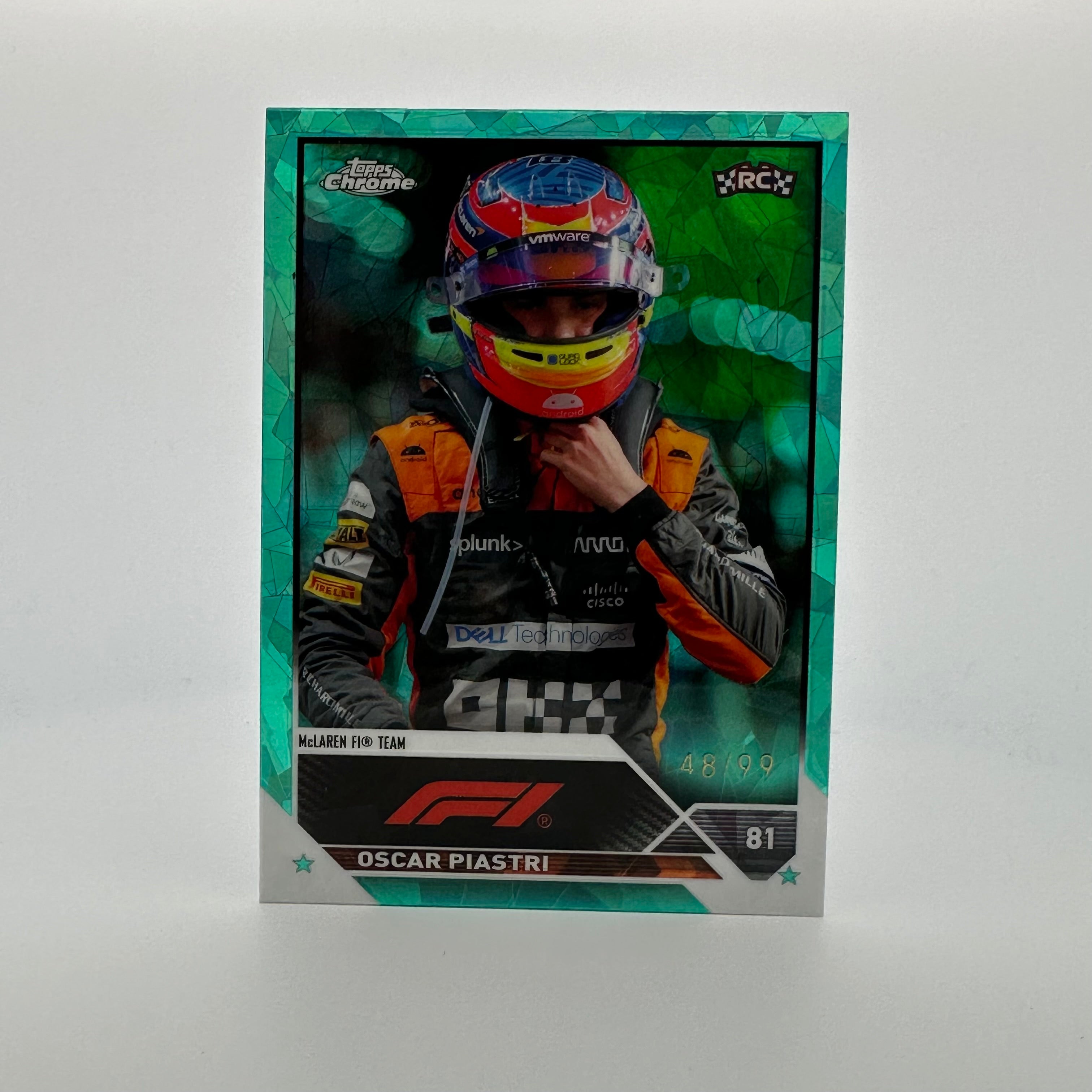 2023 Topps Chrome Sapphire Oscar Piastri #41 Aqua Parallel 48/99 - Rare Racing Collectible Card for Fans & Sports Memorabilia Enthusiasts