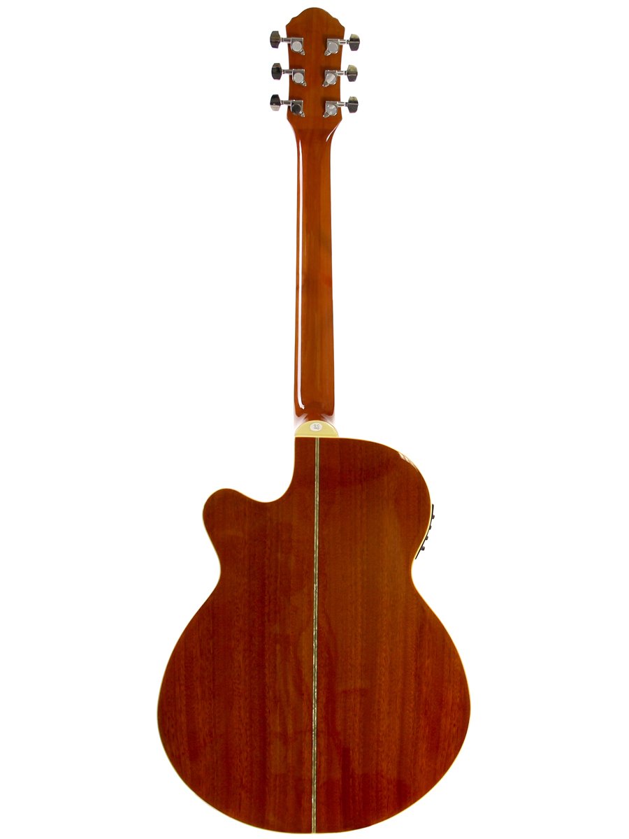 Oscar Schmidt by Washburn OG10CE Concert-Size Cutaway Acoustic-Electric Guitar with Gig Bag, Stand & Strings - Flame Yellow Sunburst | Perfect for Performances, Recording & Traveling Musicians