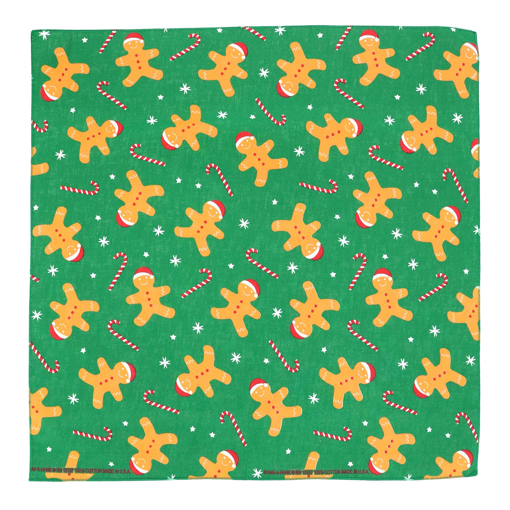 CTM® Gingerbread Man & Candy Cane Christmas Holiday Print Bandana - Festive Pet Bandana for Dogs & Cats - Perfect for Holiday Photos, Parties & Seasonal Celebrations