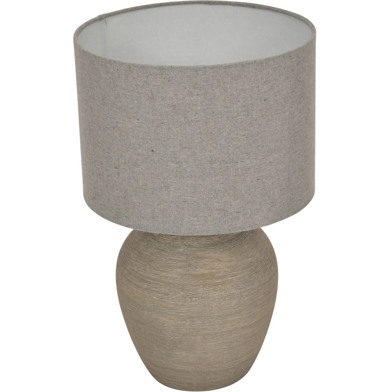 Elegant Baslow Etched Grey Ceramic Table Lamp with Fabric Shade - Small & Large Size for Bedroom, Living Room, or Office Decor