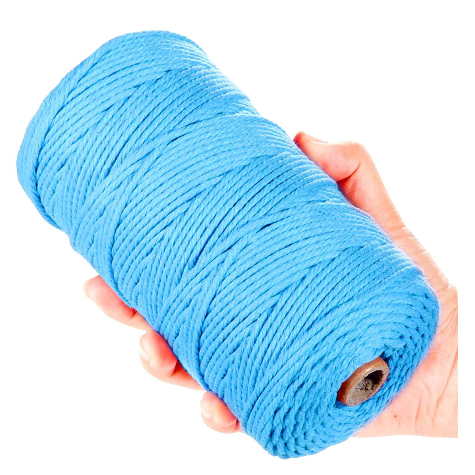 Natural 4-Ply Twisted Macrame Cotton Cord - 4mm x 109 Yards - Lake Blue | Premium Macrame Yarn for DIY Plant Hangers, Wall Hangings & Boho Home Decor | Perfect for Macrame Supplies, Jewelry Making & Handicraft Projects