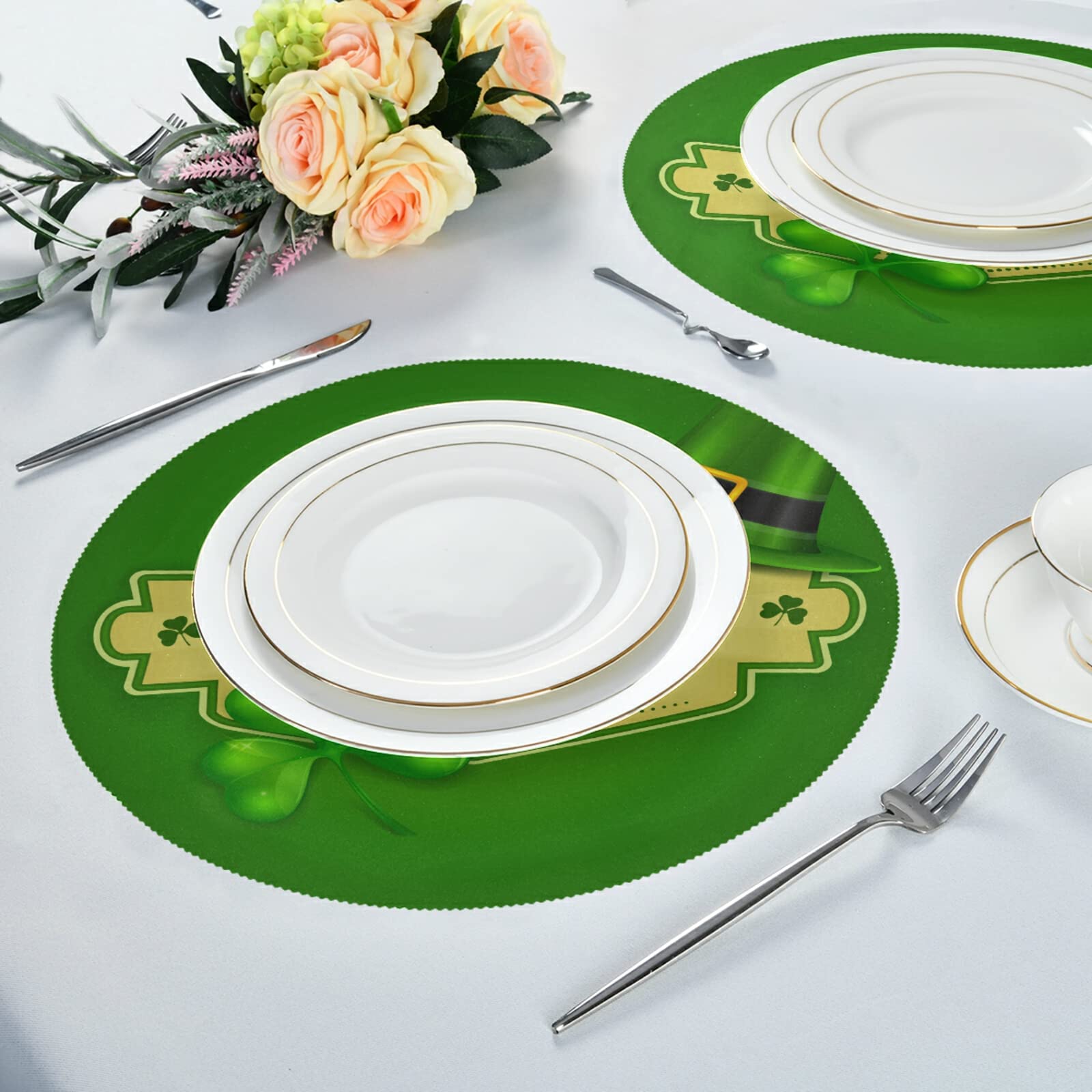 4 Pack St. Patrick's Day Themed Heat-Resistant Placemats - Washable Kitchen & Dining Table Mats for Irish Holiday Decor, Party Dinner & Home Celebration