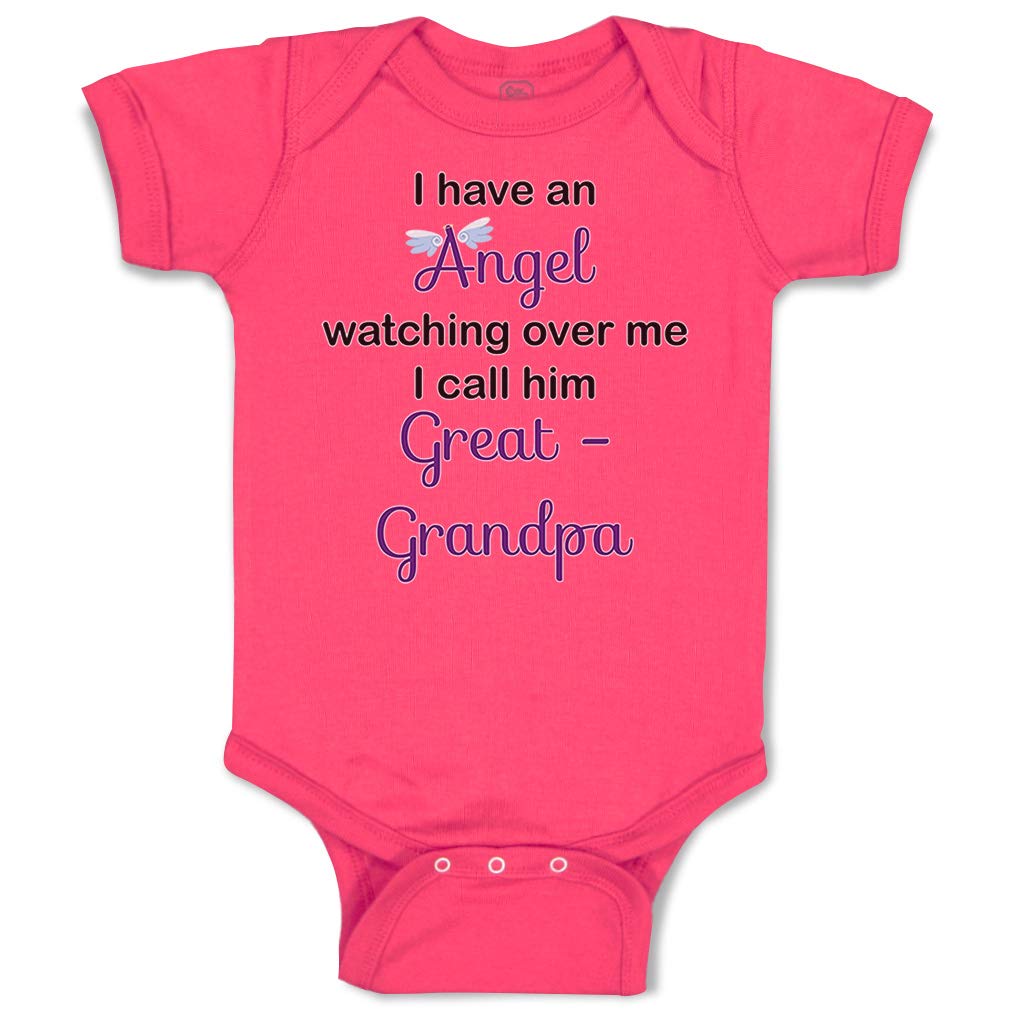 Cute Rascals Baby Bodysuit - 'I Have An Angel Watching Over Me' Funny Cotton Onesie for Newborns (Boy & Girl, Hot Pink) - Perfect for Family Photos, Grandparents Gifts & Special Occasions