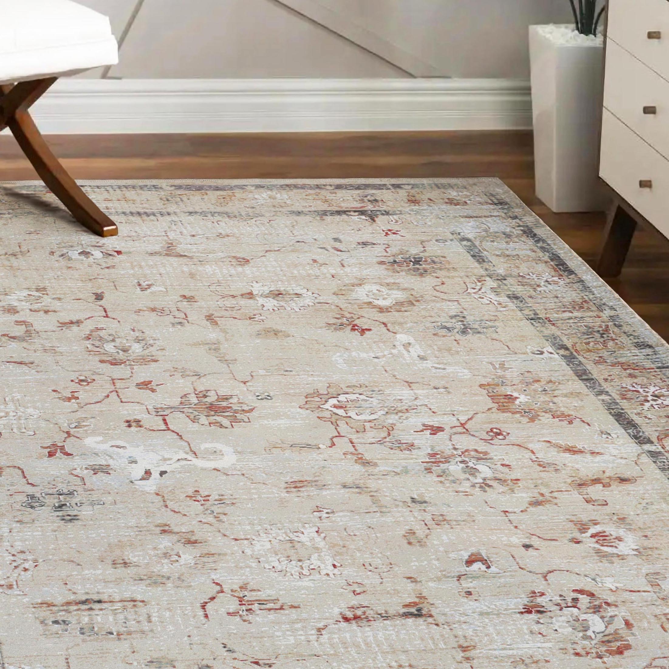 Elegant Swan Floral Non-Slip Washable Indoor Area Rug - Perfect for Living Room, Bedroom, or Hallway Runner