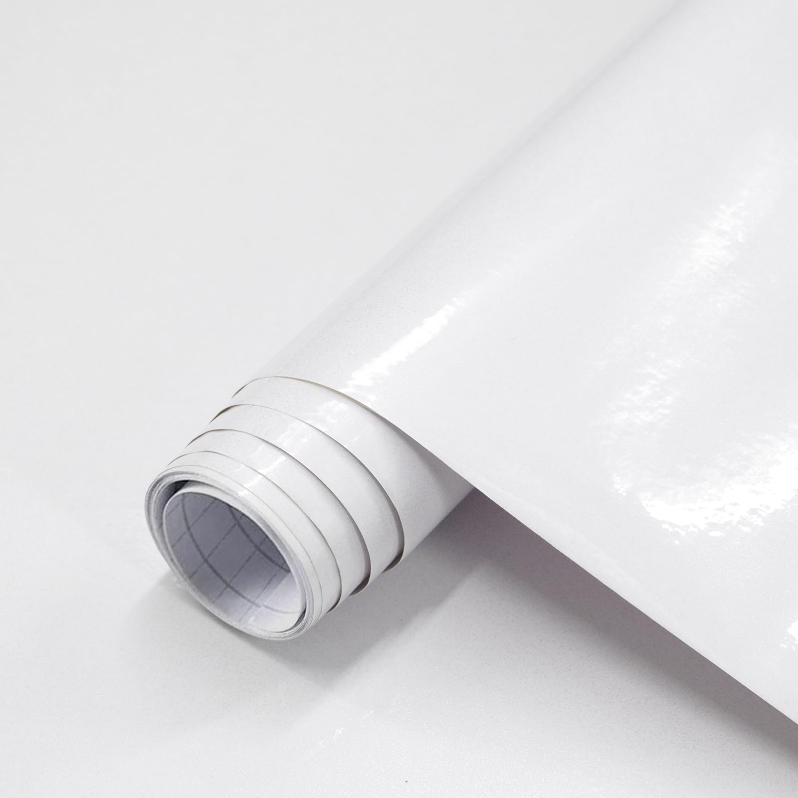 Wudnaye White Peel and Stick Wallpaper - 15.7x196.8 Inch Self-Adhesive Contact Paper for Kitchen Cabinets, Backsplash & Countertops | Waterproof, Glossy Finish | Perfect for Home Renovation, DIY Projects & Furniture Upcycling