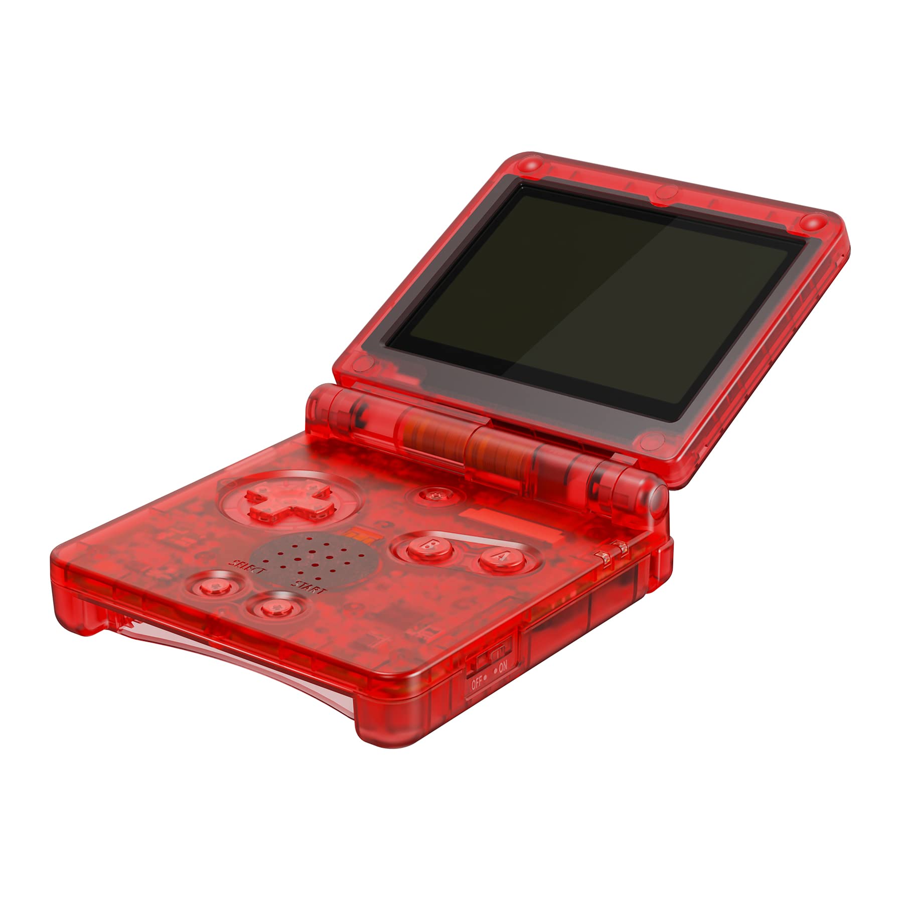 eXtremeRate Custom Shell with Full Buttons for Gameboy Advance SP GBA SP - Transparent Series Case Compatible with IPS & Standard LCD Screens (Console & Screen Not Included) - Red Transparent - Perfect for Gaming Enthusiasts & Retro Console Modding