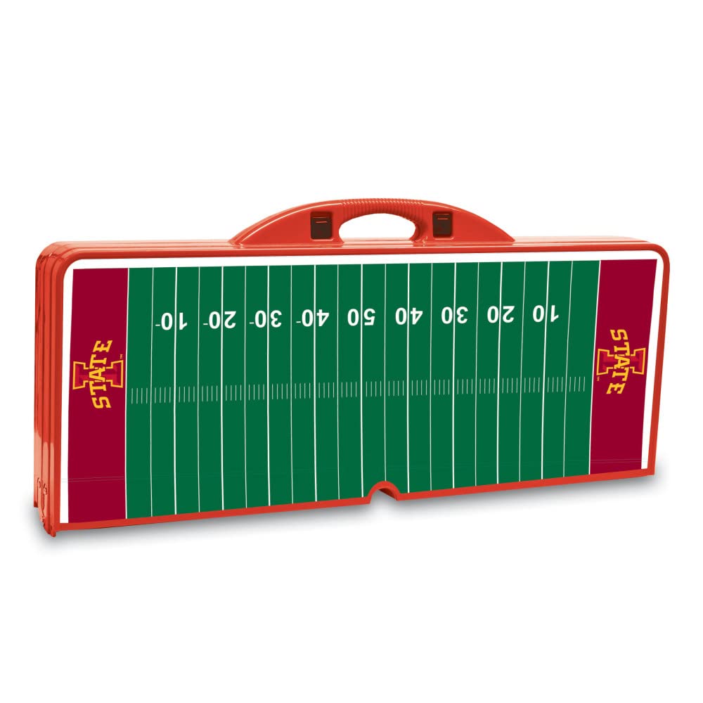PICNIC TIME NCAA Iowa State Cyclones Football Field Folding Picnic Table - Portable Camping Table with Umbrella Hole for Outdoor, Tailgating & Backyard Parties (Red)