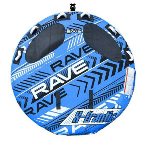 Rave Sports X Frantic 2.0 Towable Tube - 3 Rider Inflatable Water Tube for Boating, Lake & Beach Fun - Perfect for Family & Friends Summer Activities