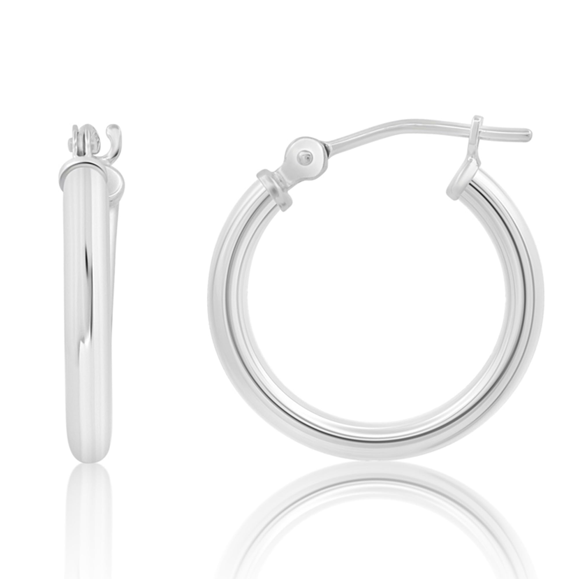 14K Solid Gold Hoop Earrings for Women - Yellow or White Gold Click-Top Hoops | Small to Large Sizes (0.47