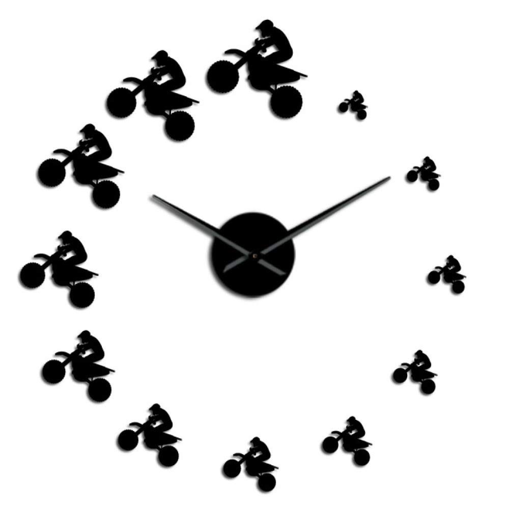 Modern Dirt Bike Wall Clock - Large Frameless Extreme Sports Decor for Living Room, Bedroom & Hotel - DIY Giant Mountain Bike Motorcycle Themed Clock - Perfect for Sports Enthusiasts & Home Decor