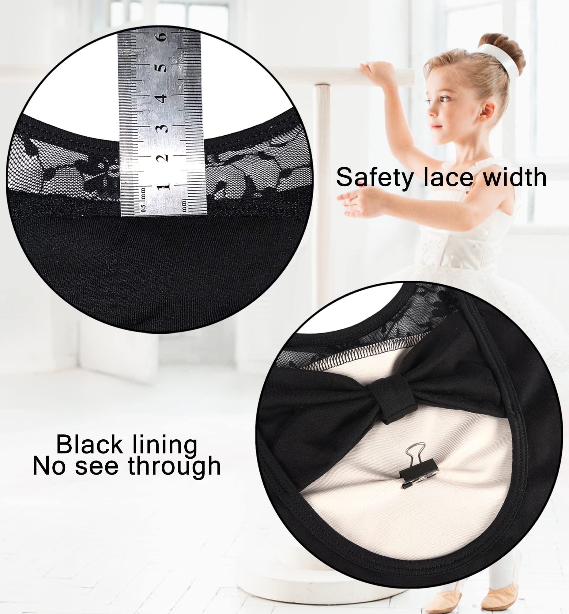 MOLLDAN Girls Dance Leotard with Lace Neck & Back Bow - Ballet Gymnastics Leotard Top for Kids, Water Drop Back Design - Perfect for Dance Recitals, Ballet Classes & Gymnastics Performances