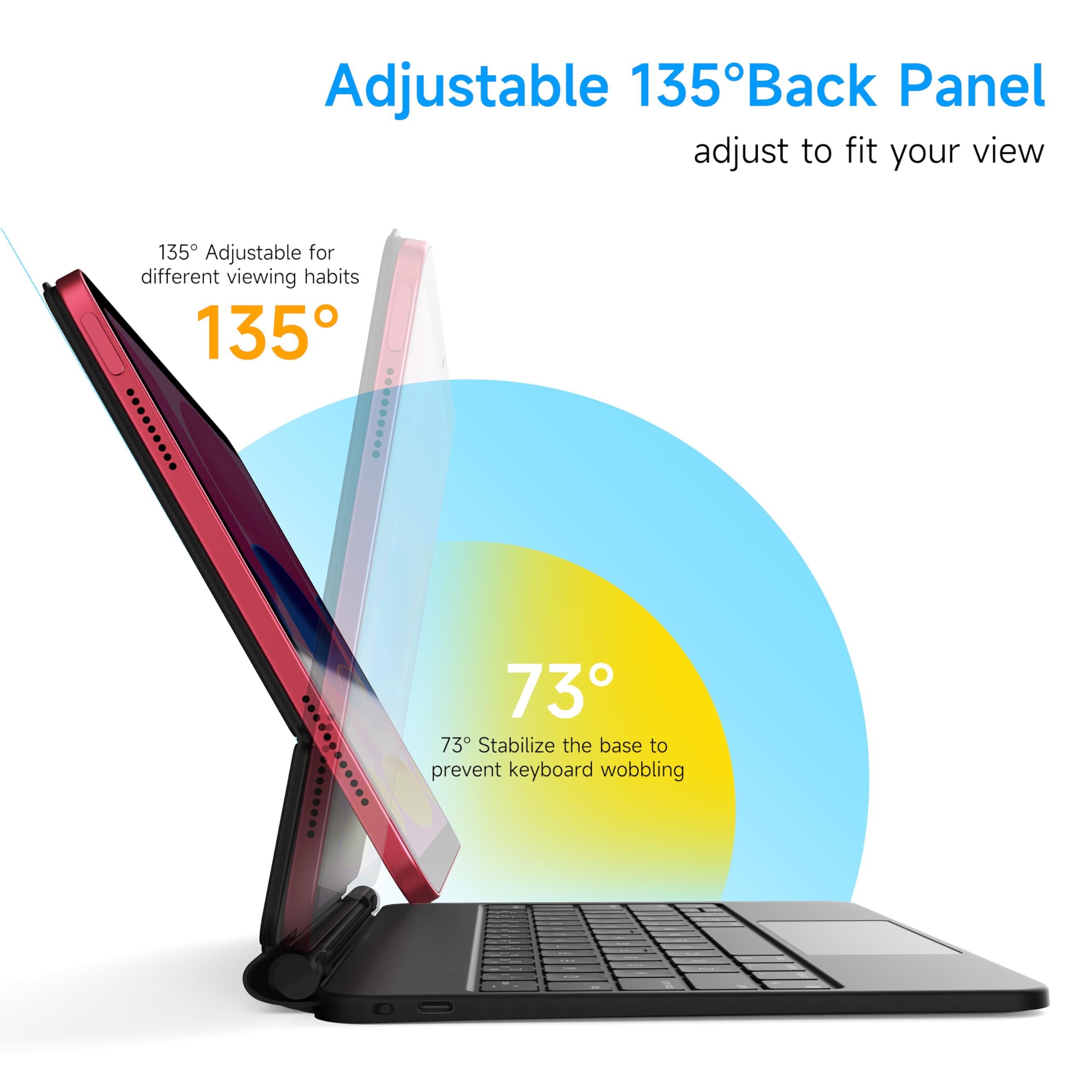 HOU Magnetic Bluetooth Keyboard Case for iPad 11 inch (10th Gen/A16 2025) - Slim PU Leather Cover with Multi-Touch Trackpad, Floating Stand & 7-Color Backlit - Perfect for Work, Study & Travel