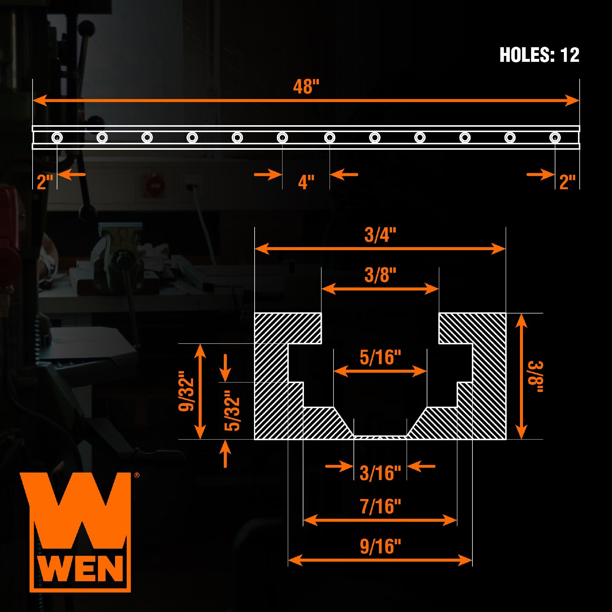 WEN WAT480 48-Inch Universal T-Track Kit for Woodworking (2-Pack) - Perfect for Router Tables, Workbenches & DIY Projects