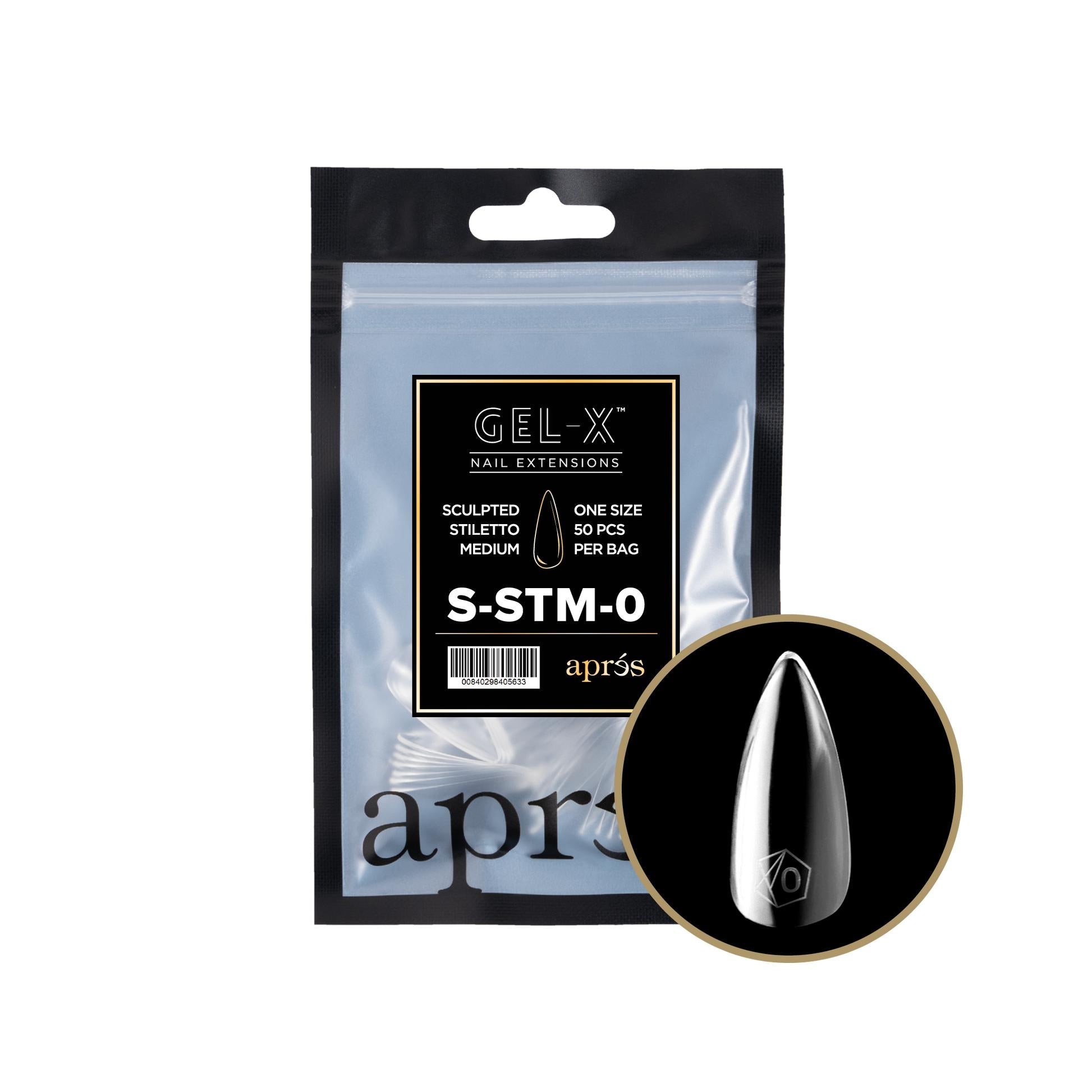 Apres Gel X 2.0 Refill Bags - Sculpted Stiletto Medium Size 0 (50 Pcs) | Professional Nail Extension Kit for Salon & Home Manicure | Perfect for Special Occasions, Weddings & Nail Art