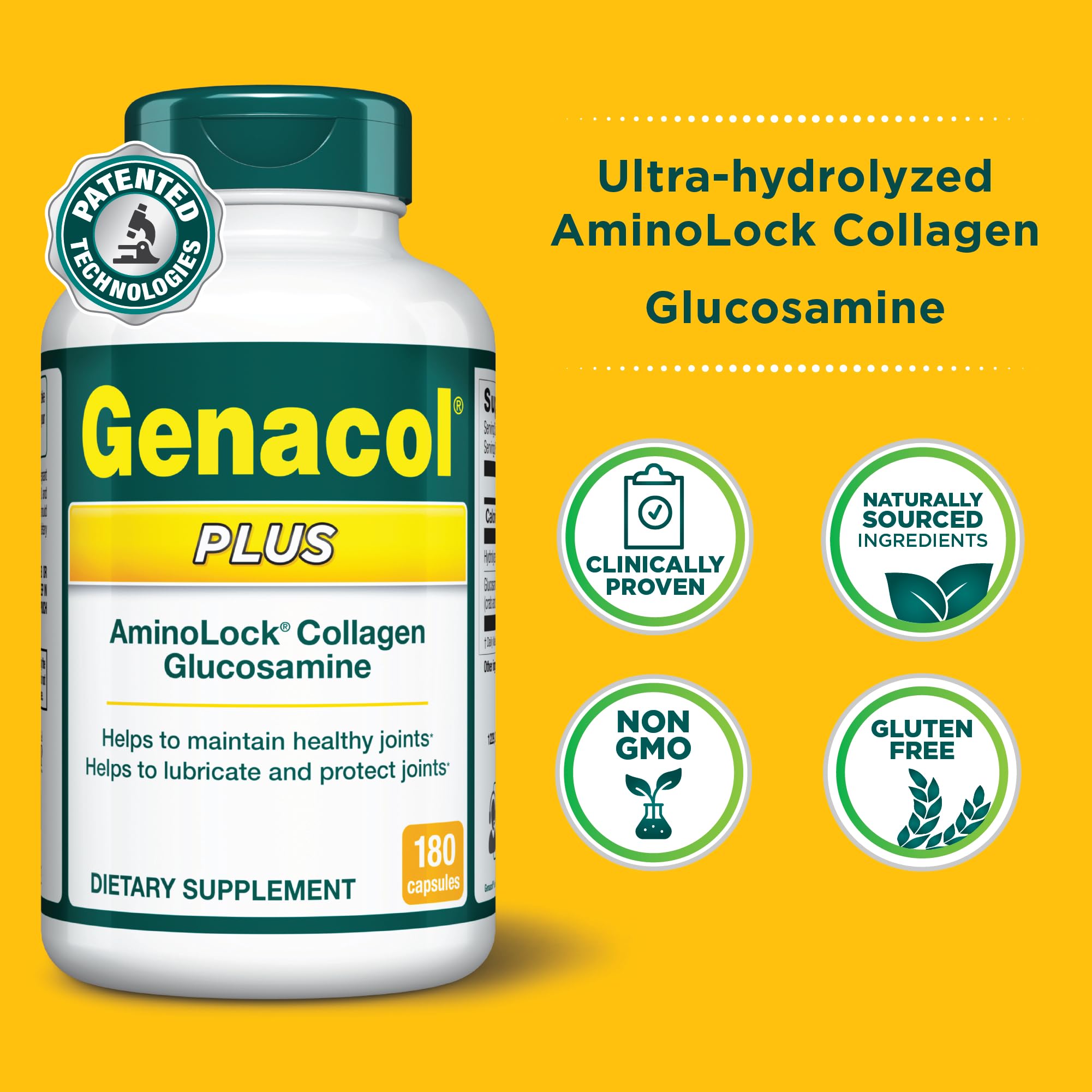 Genacol Glucosamine & Collagen Joint Supplement 180 Capsules | Supports Joint Health, Lubrication & Protection | Relieves Joint Discomfort & Stiffness | Ideal for Active Adults, Seniors & Athletes