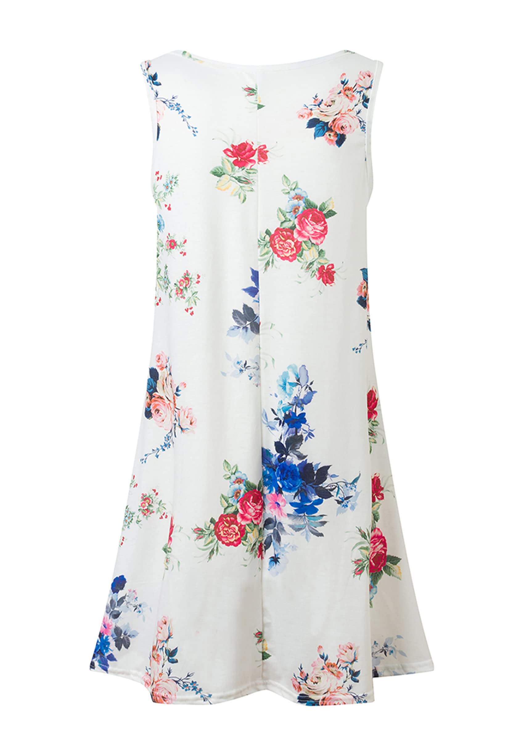 YMING Women's Floral Print Sleeveless Tank Dress - Summer Loose Tunic Mini Dress with Pockets | Casual Beach Wear, Vacation Outfit, Street Style Fashion