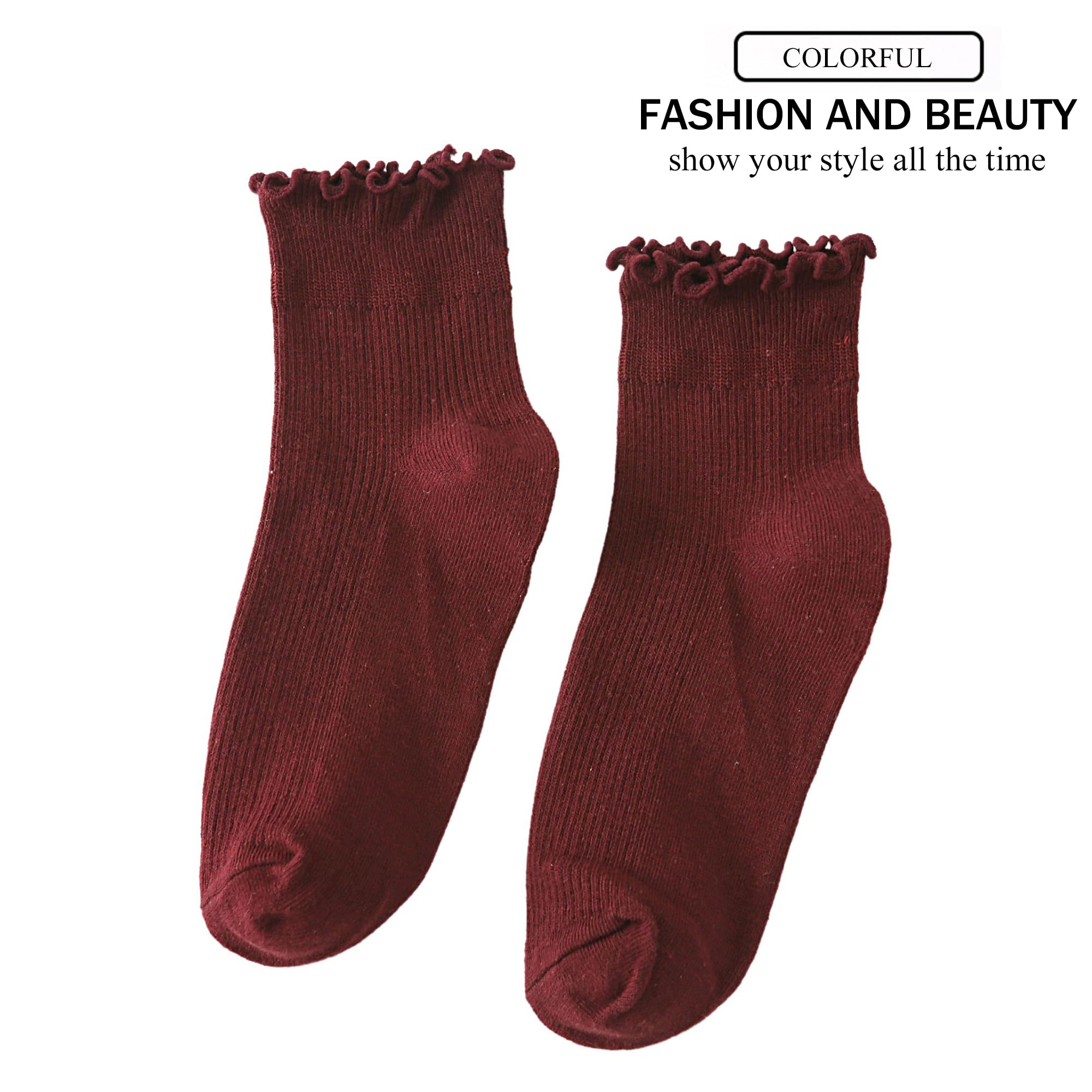 Cute Women's Ruffle Lettuce Socks - Soft Cotton Crew Socks for Boots & Casual Wear