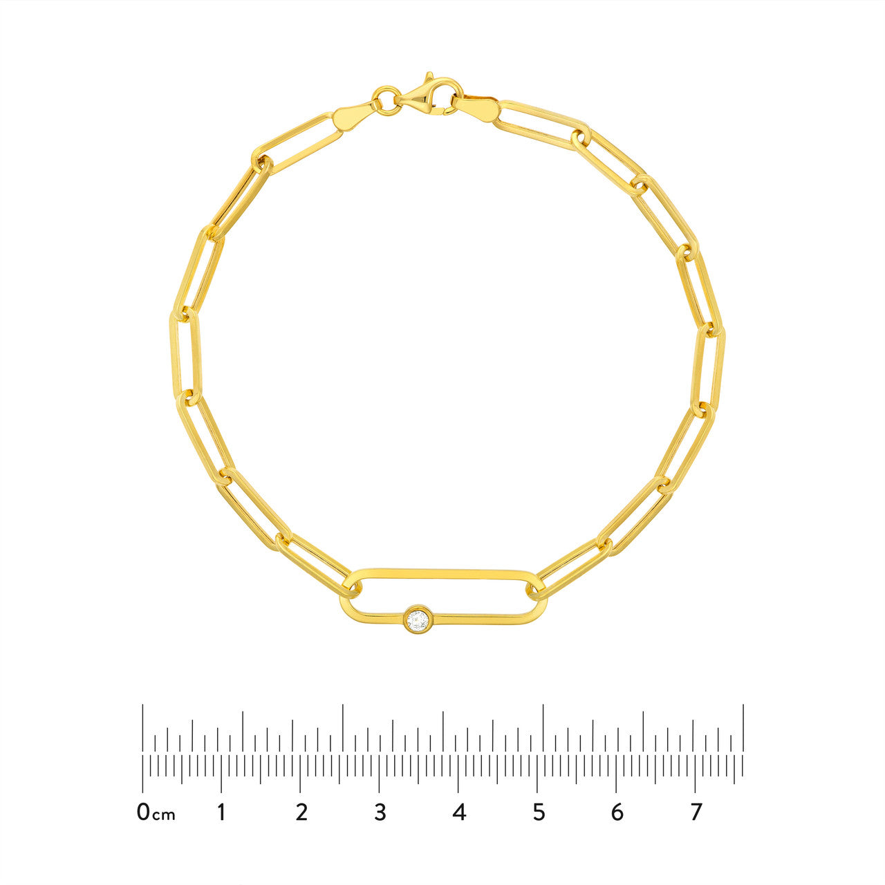 14K Yellow Gold Diamond Bezel Paperclip Chain Bracelet for Women - Elegant Jewelry Gift for Birthday, Anniversary & Special Occasions