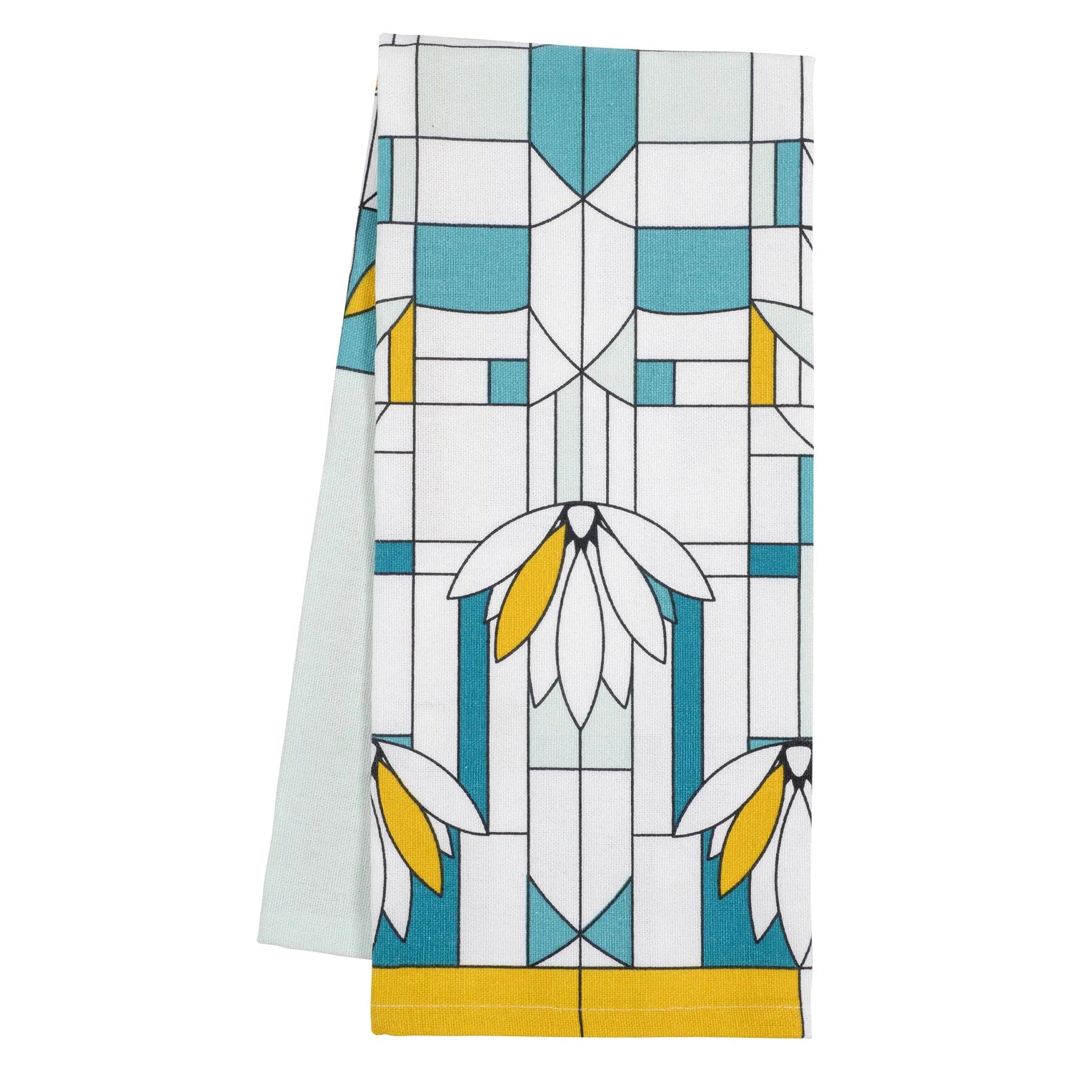 Waterlilies Printed Tea Towel - Absorbent Cotton Kitchen Towel for Dishes & Cleaning | Perfect for Home, Kitchen, and Gift Giving