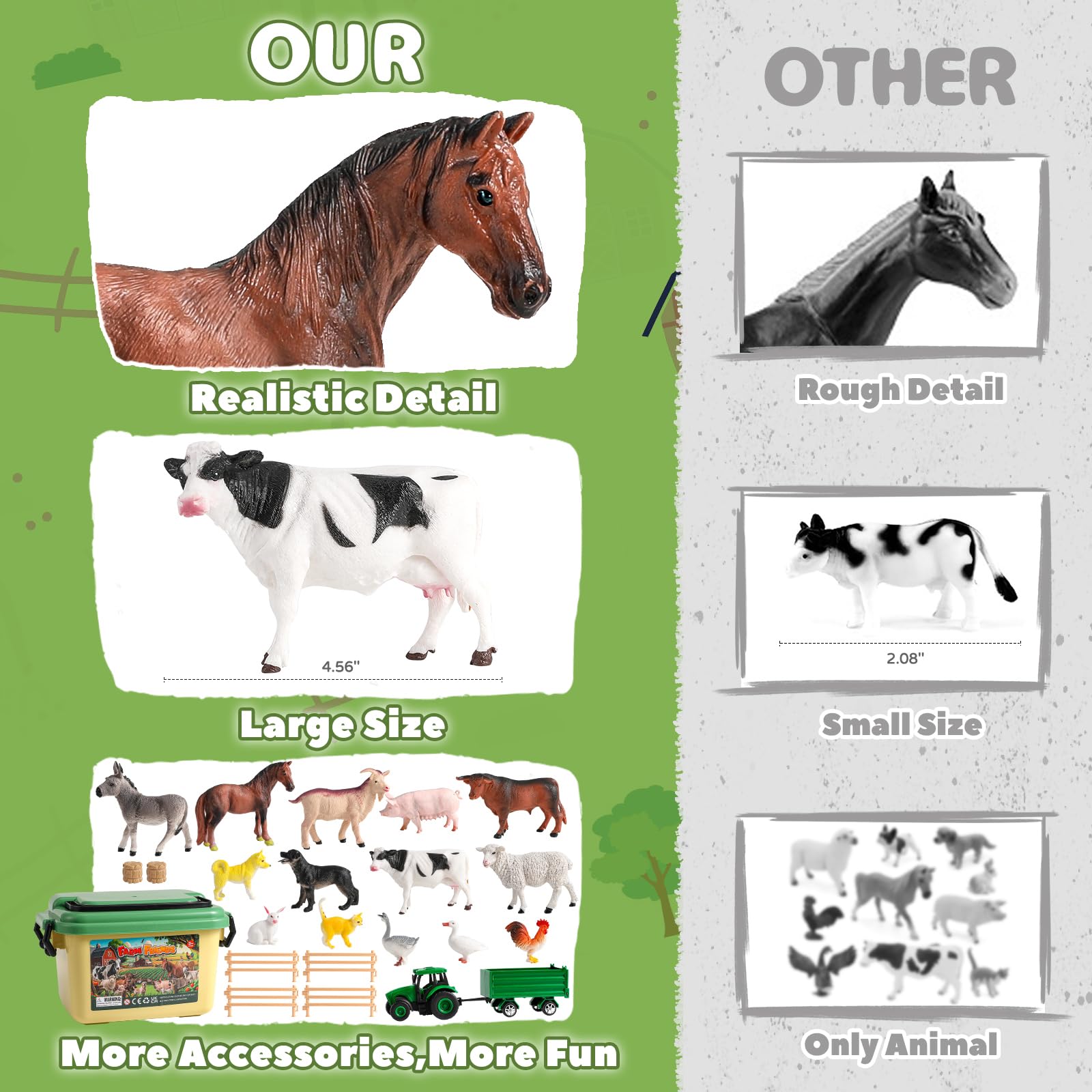 23 PCS Realistic Farm Animal Toys Set with Tractor & Fence - Educational Learning Playset for Toddlers Kids Ages 3-5 | Perfect for Preschool Playtime, Farm-Themed Parties & Early Childhood Development