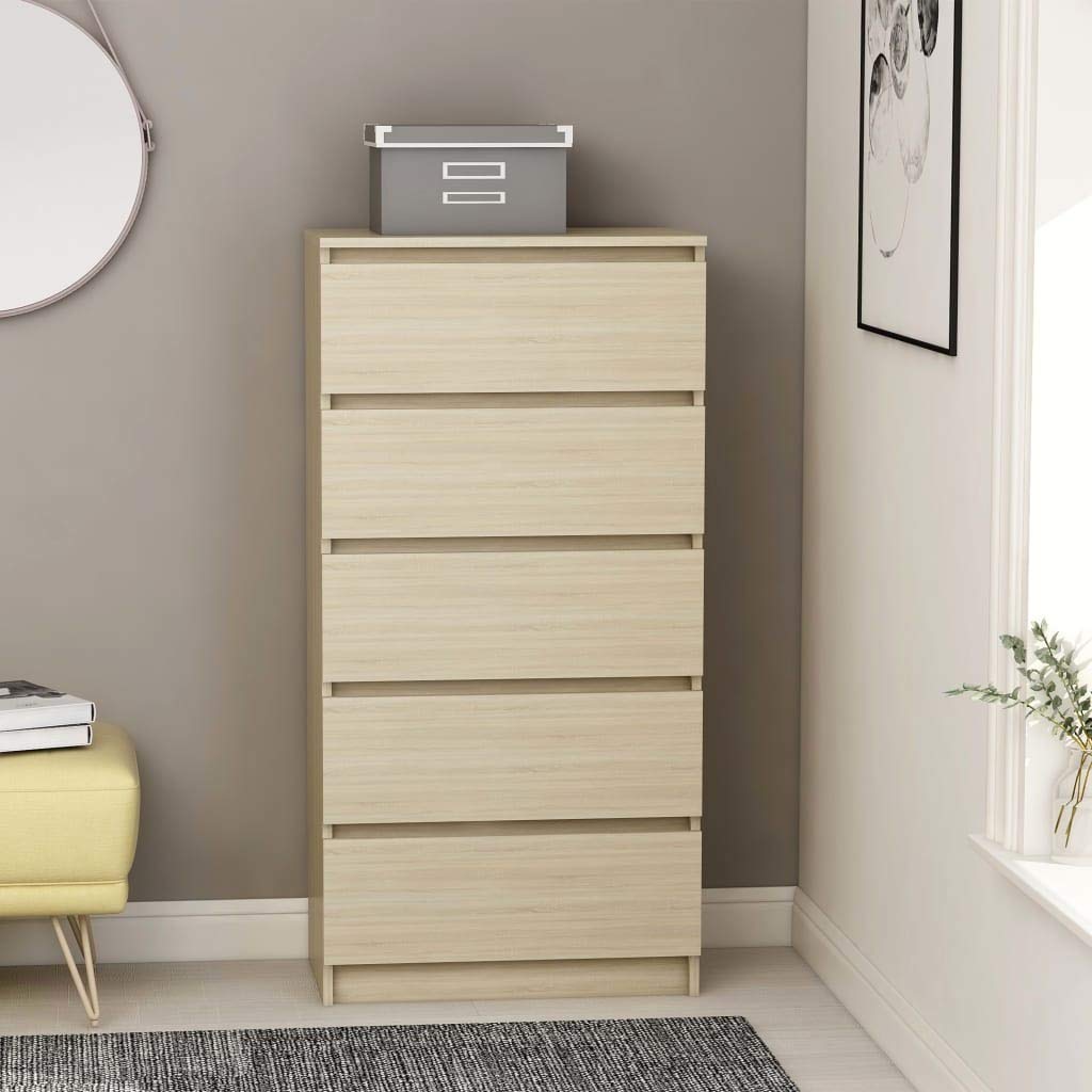 5-Drawer Wooden Storage Cabinet - Sideboard, Bookcase & Coffee Cabinet for Entryway, Kitchen & Dining Room - 23.6