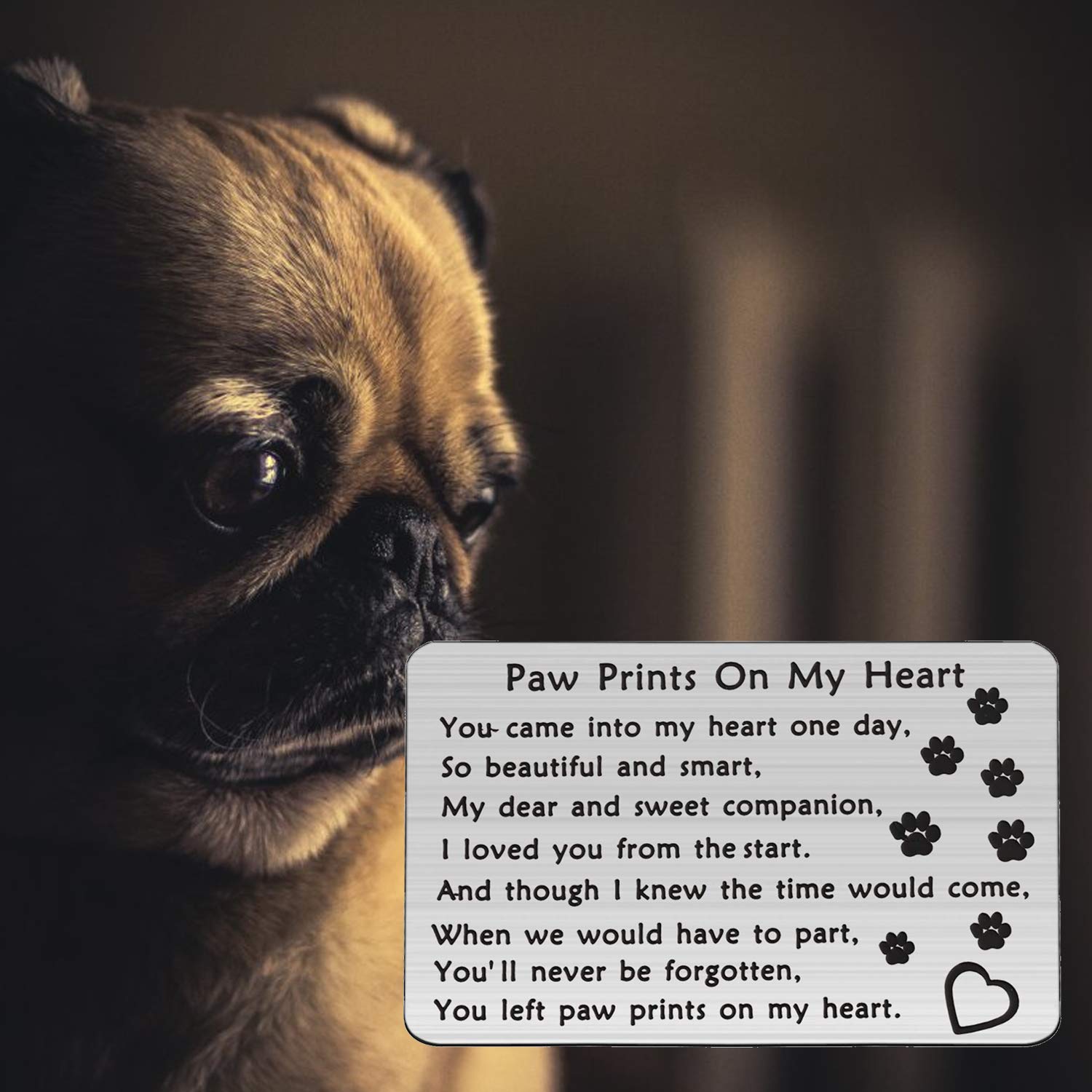Pet Memorial Jewelry - Paw Print Wallet Card for Pet Loss Sympathy Gift | Pet Owner Keepsake for Comfort & Remembrance