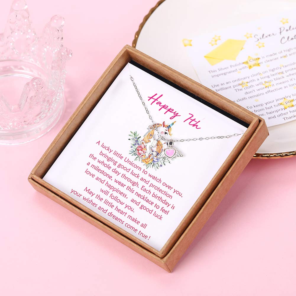 Birthday Gift Sterling Silver Pink Heart with Wings and Unicorn Charm Necklace - Elegant Jewelry for Women & Girls | Perfect for Birthday, Anniversary, Valentine's Day & Special Occasions