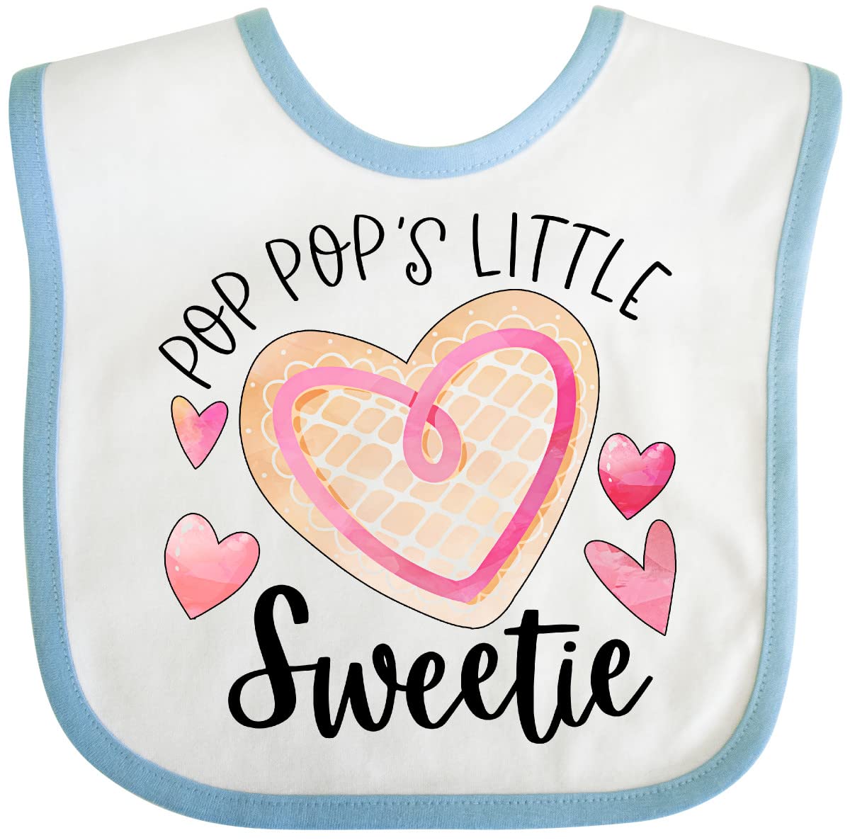 Inktastic Pop Pop's Little Sweetie Pink Heart Cookie Baby Bib - Soft & Absorbent for Infants, Toddlers & Newborns - Perfect for Feeding, Mealtime & Messy Play