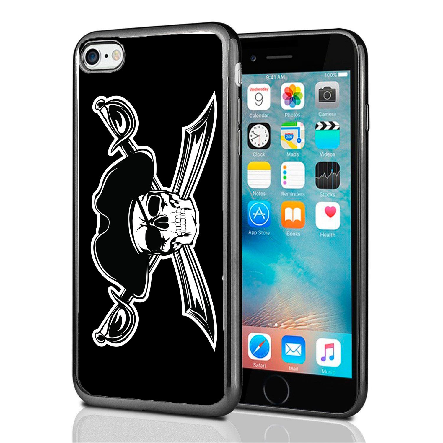 Pirate Skull & Bones Design iPhone 7/8 Case - Shockproof Protective Cover for iPhone 7 (2016) & iPhone 8 (2017) - Perfect for Halloween, Pirate Parties & Themed Events