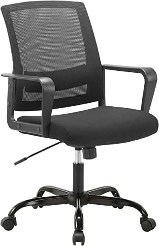 CLATINA Ergonomic Office Chair - Mid Back Mesh Computer Desk Chair with Adjustable Height & Lumbar Support, Rolling Swivel for Home Office, Black - Perfect for Long Work Hours & Gaming Sessions