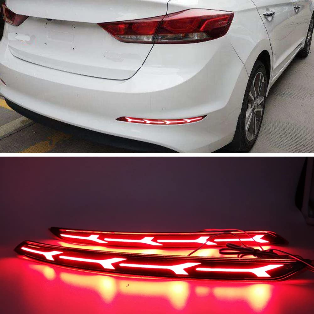 2017-2018 Hyundai Elantra LED Rear Bumper Reflector Tail Lights - 1 Pair Brake Lamps for Enhanced Night Safety & Style | Perfect for Car Upgrades & Night Driving
