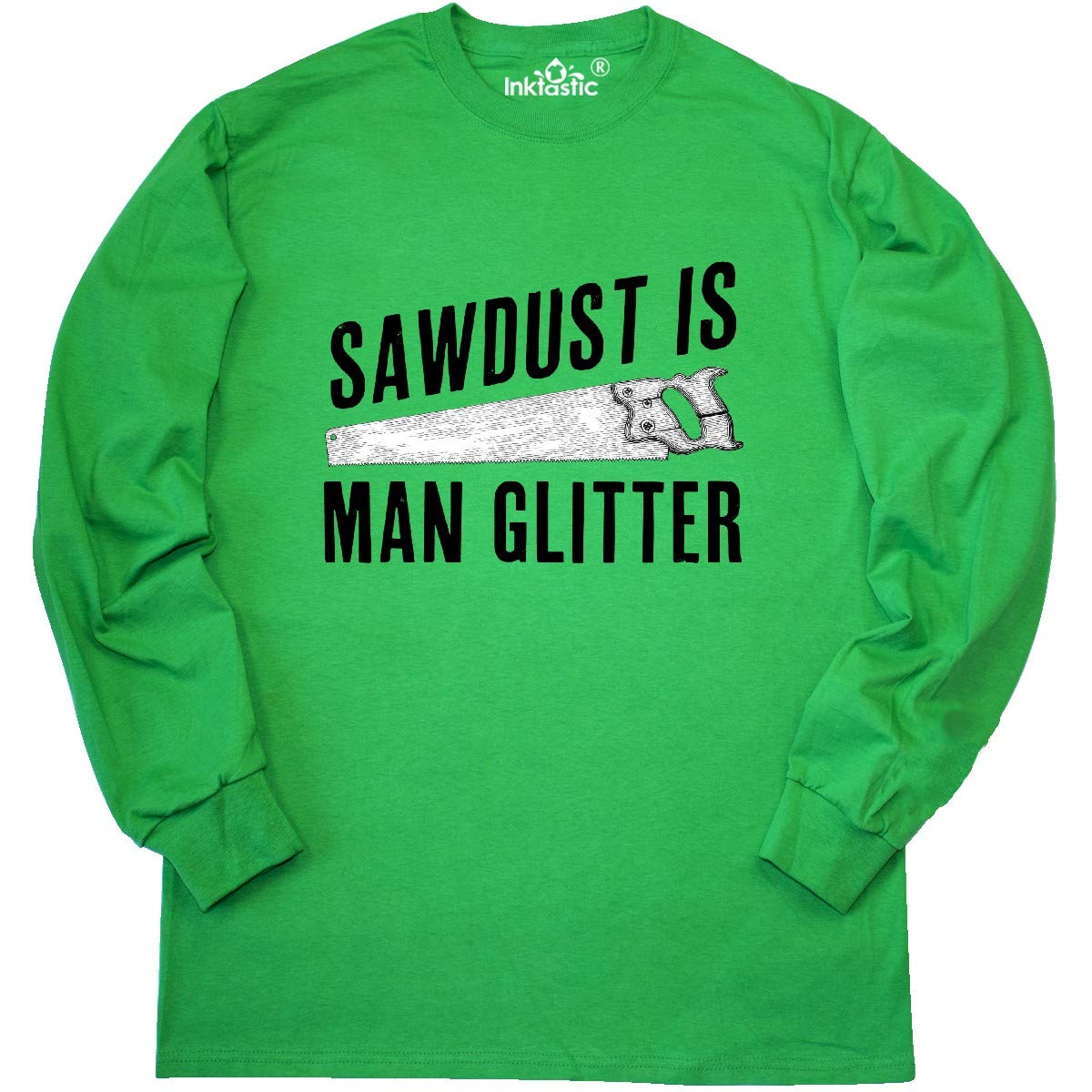 Vintage Sawdust is Man Glitter Graphic Long Sleeve T-Shirt for Men - Funny Woodworking & Carpenter Gift Idea - Perfect for DIY Enthusiasts, Lumberjacks & Workshop Crew