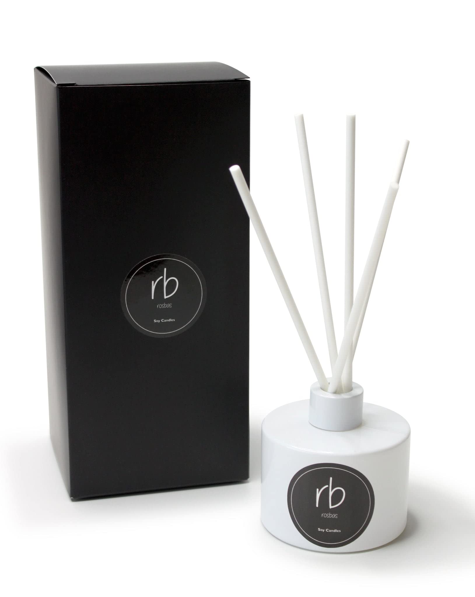 Premium Lavender Reed Diffuser Set - Handmade in USA, 6 Fl Oz Glossy White Glass Bottle with Gift Box, Long-Lasting Home Fragrance for Living Room, Bedroom & Bathroom | Relaxing Aromatherapy & Air Freshener for Spa-Like Ambience