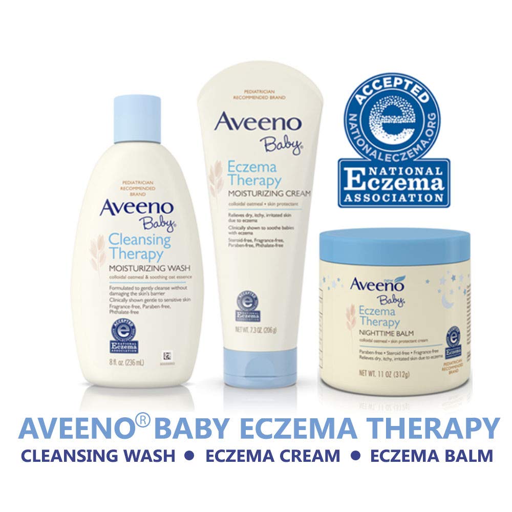 Aveeno Baby Eczema Therapy Moisturizing Soothing Bath Treatment for Babies - 5 Count Pack - Gentle Relief for Dry, Itchy Skin - Perfect for Nighttime Baths & Sensitive Skin Care