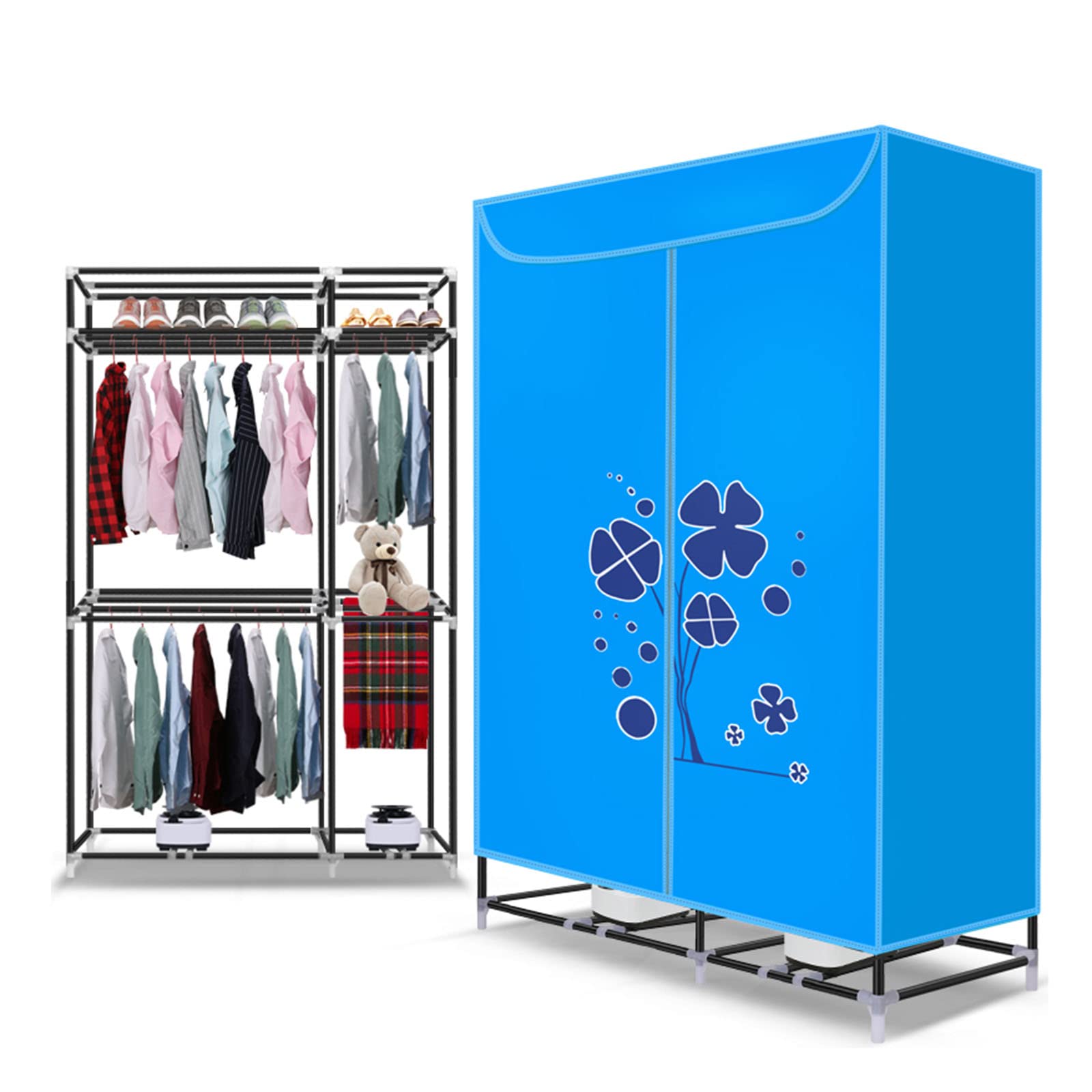 2400W Electric Clothes Dryer Rack - 3-Tier Stainless Steel Heated Laundry Drying Stand with 50kg Capacity | Energy Efficient Portable Clothes Airer for Home & Apartment Use | Perfect for Small Spaces, Quick Drying & Winter Laundry Care (Blue)