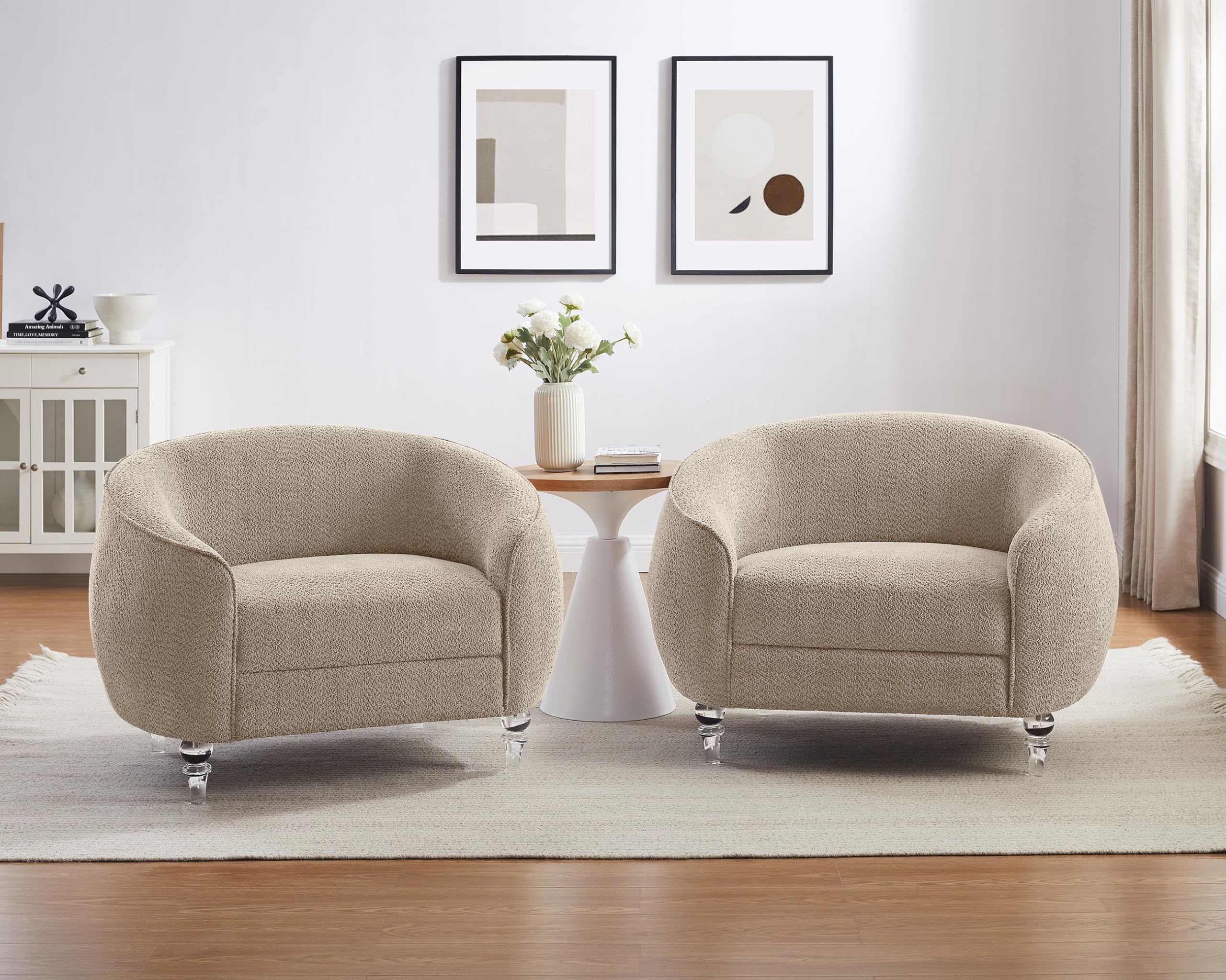 Modern Accent Chair with Soft Padded Seat & Acrylic Legs - Cozy Barrel Club Armchair for Living Room, Bedroom, Office & Reading Nook - Perfect for Relaxing, Reading & Home Decor